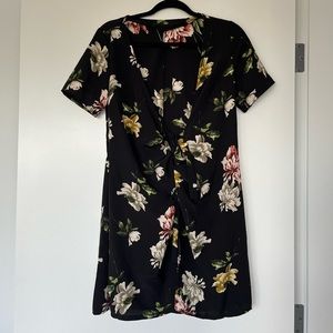 Floral tie waist dress